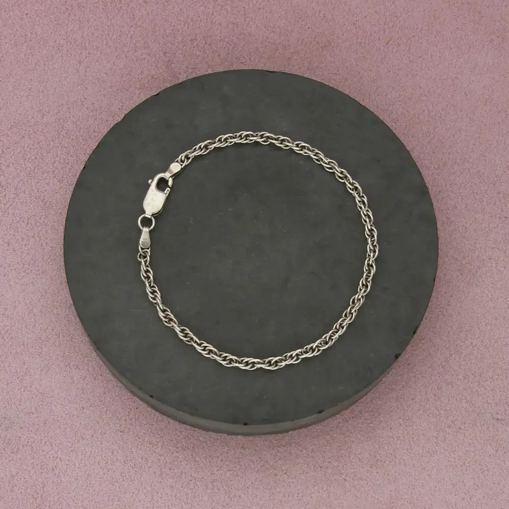 sterling silver 4mm prince of wales chain bracelet size 7.75in